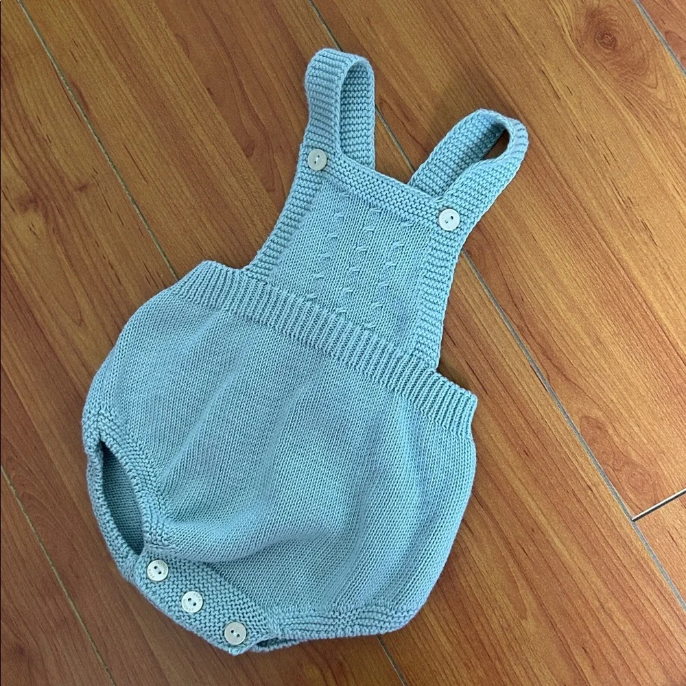 Pepa London Knot Romper & Blue Check Bloomers Newborn
